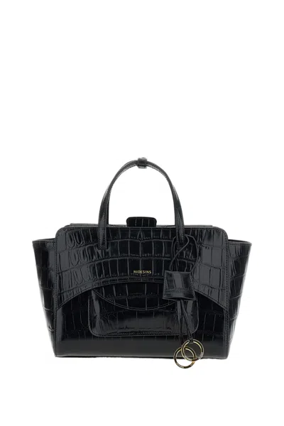Hidesins Black Flap M Croc-effect Leather Shoulder Bag