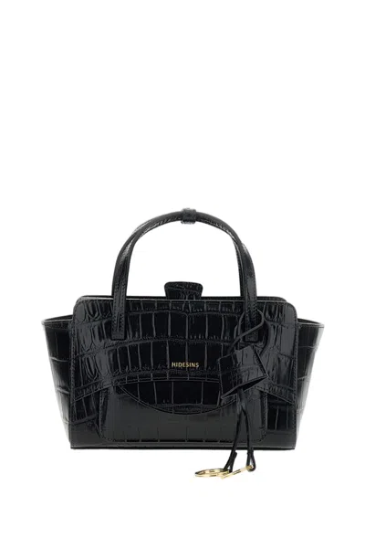 Hidesins Black Flap S Croc-effect Leather Shoulder Bag