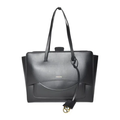 Hidesins Black Leather Flap Shopper Bag L Large