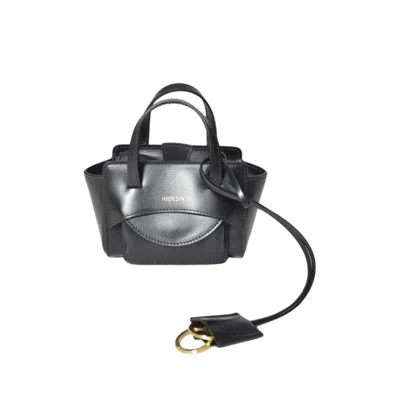 Hidesins Black Leather Flap Xs Mini Handbag In Blue