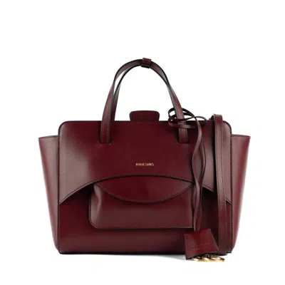Hidesins Bordeaux Leather Bag Flap M In Red
