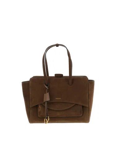 Hidesins Borsa Flap L Suede Chocolat In Brown