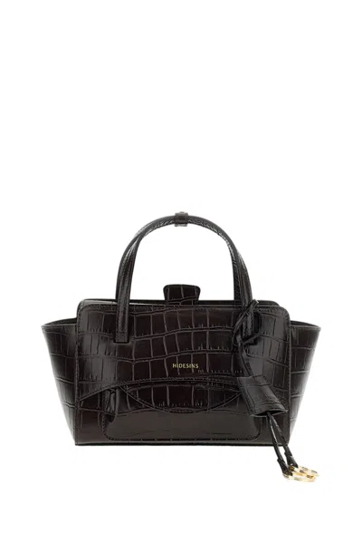 Hidesins Brown Croc-effect Leather Crossbody Bag In Blue