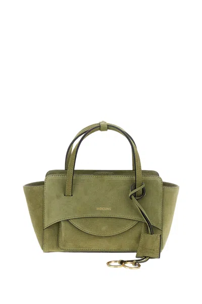 Hidesins Brown Flap S Suede Shoulder Bag In Green