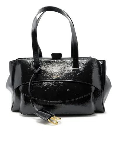 Hidesins Bs21el5354 Basset Elisir Liquorice Leather Handbag In Black