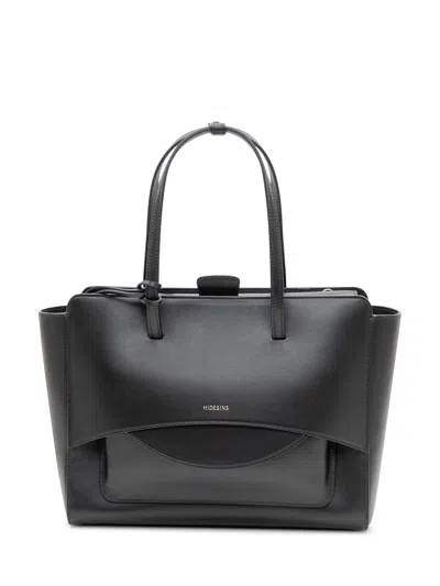Hidesins Calf Leather Flap Shoulder Bag In Black