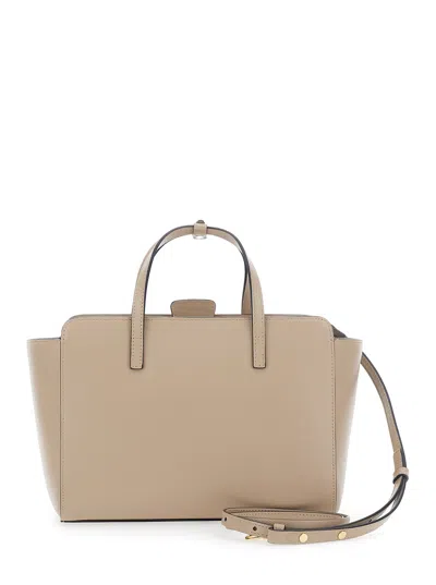 Hidesins Calf Leather Top Handle Bag In Beige
