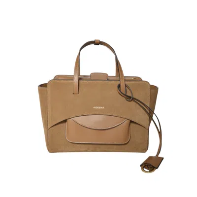 Hidesins Caramel Leather Flap Shopper Bag M Medium In Brown