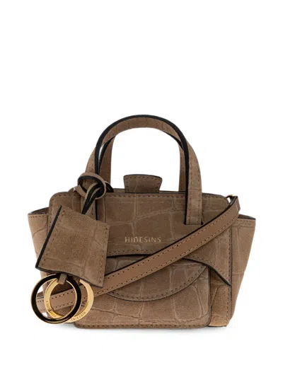 Hidesins Crocodile-effect Leather Mini Bag In Brown