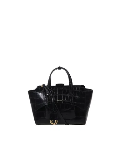 Hidesins Crocodile-embossed Calf Leather Tote Bag In Black