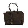 Hidesins Dark Brown Suede And Smooth Leather Flap L Bag In Brown