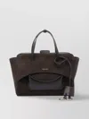 Hidesins Double Handle Leather Cross-body Bag In Brown
