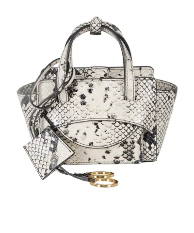 Hidesins Python-effect Flap Tote Bag In Neutral