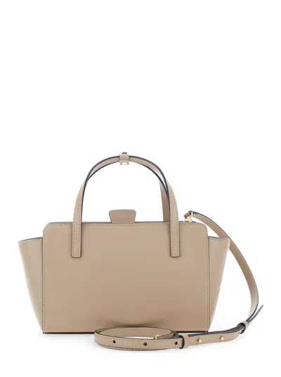 Hidesins Embossed-logo Calf Leather Top Handle Bag In Beige