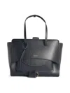 Hidesins Structured Leather Shoulder Bag Flap Design In Black