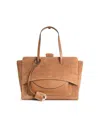 Hidesins Rectangular Suede Shoulder Bag Flap In Brown