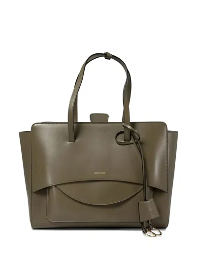 Hidesins Flap-detail Leather Tote Bag In Green
