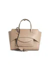 Hidesins Structured Leather Shoulder Bag Flap Design In Neutral