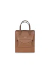 Hidesins Structured Leather Shoulder Bag With Top Handle In Brown