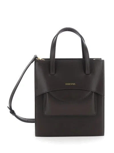Hidesins 'flap J' Brown Handbag With One Front Flap Pocket And Adjustable And Removable Shoulder Strap In Lea