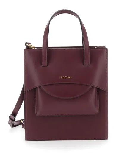 Hidesins 'flap J' Red Handbag With One Front Flap Pocket And Adjustable And Removable Shoulder Strap In Leath
