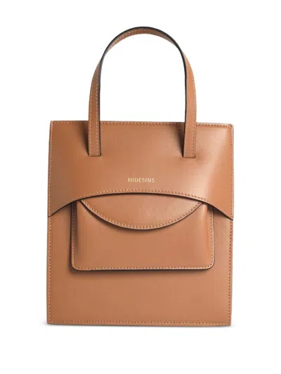 Hidesins 'flap J' Smooth Calf Leather Bag In Brown