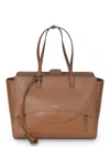 Hidesins Flap Medium Leather Tote Bag In Brown
