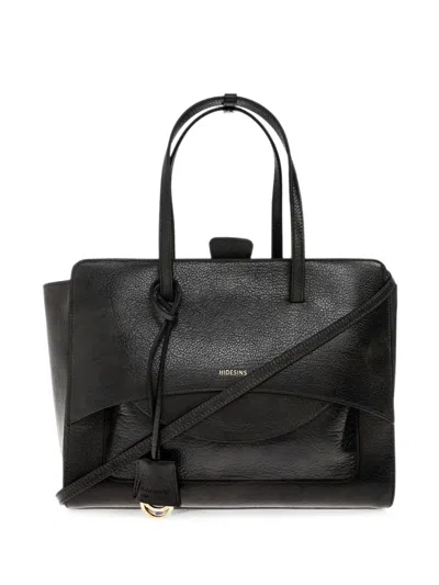 Hidesins Flap L Lagoon Leather Tote Bag In Black