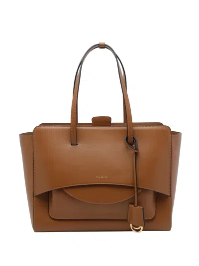 Hidesins Flap L Leather Tote Bag In Brown