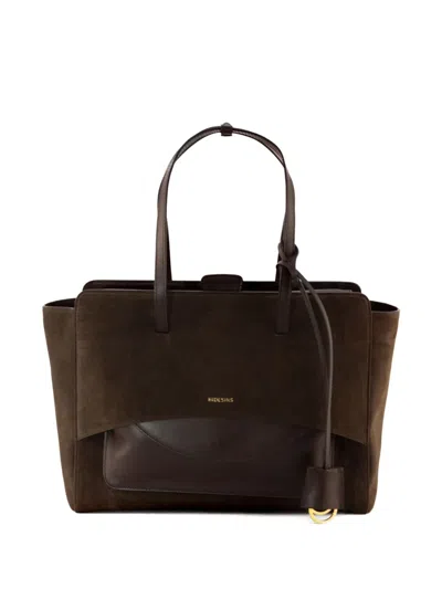 Hidesins Flap L Suede Shouder Bag In Brown