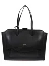Hidesins Flap Medium Leather Tote Bag In Black