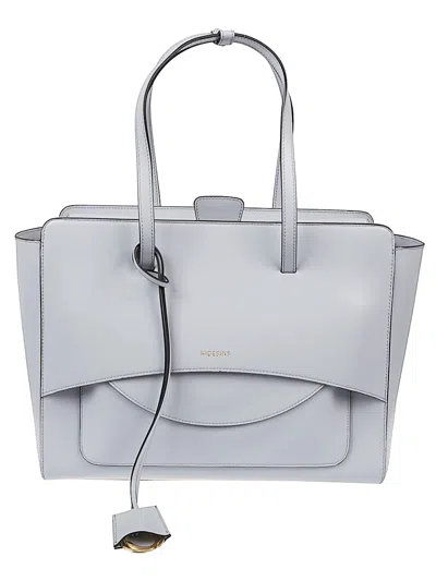 Hidesins Flap Large Leather Tote Bag In Grey