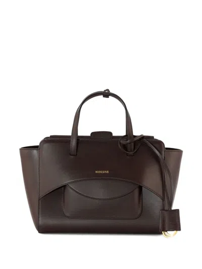 Hidesins 'flap M' Smooth Calf Leather Bag In Brown