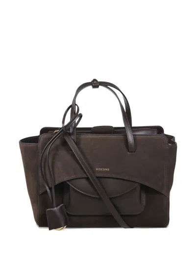 Hidesins 'flap M' Suede And Smooth Calf Leather Bag In Brown