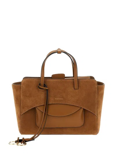 Hidesins 'flap M' Suede And Smooth Calf Leather Bag In Brown