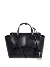 Hidesins Flap Medium Leather Tote Bag In Black