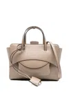 Hidesins Medium Leather Tote With Flap And Strap In Neutral