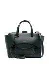 Hidesins Flap Medium Leather Tote In Black