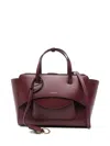Hidesins Medium Leather Tote Detachable Shoulder Strap In Red