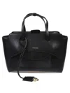 Hidesins Flap Medium Leather Tote Bag In Black