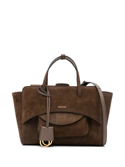 Hidesins Flap Medium Leather Tote In Brown