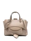 Hidesins Flap Medium Leather Tote In Gray
