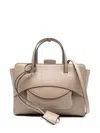 Hidesins Flap Medium Leather Tote In Gray