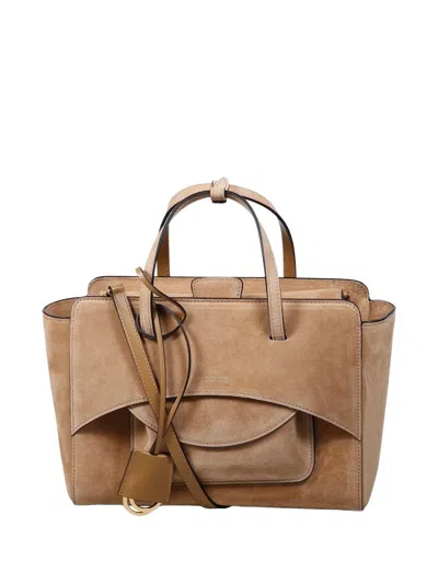 Hidesins Flap Medium Leather Tote In Sand