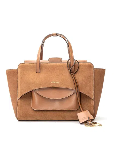 Hidesins Rectangular Suede Shoulder Bag Flap In Brown