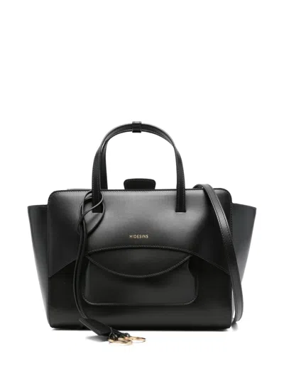 Hidesins Flap Pocket Tote Bag In Black