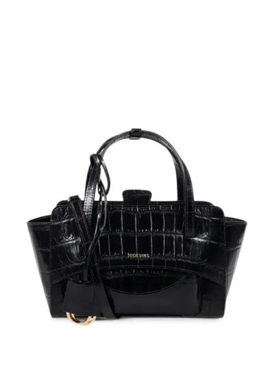 Hidesins Flap S Croc-effect Tote Bag In Black
