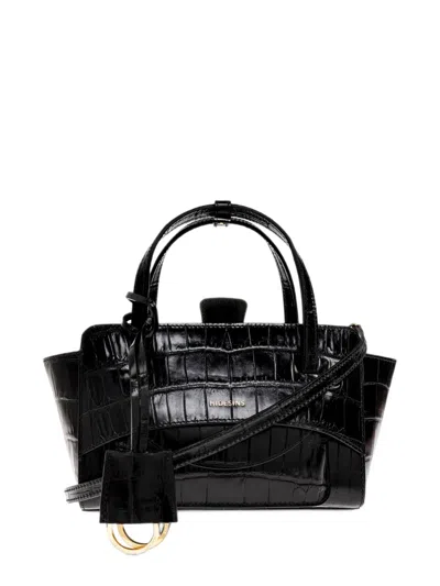 Hidesins Flap S Crocodile-effect Leather Tote Bag In Blue