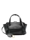 Hidesins Flap Small Leather Tote Bag In Black