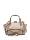 Hidesins Flap Small Leather Tote Bag In Gray